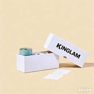 Op maat gemaakte housewarming cadeauverpakking met deksel en bodemplaat voor huisgeurkaars, van 2-delig karton met inlay voor waxparfum. - Product Image 3