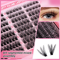 Kit de faux cils en cheveux synthétiques, très vendu en Europe et en Amérique, avec logo personnalisé, cils en grappe individuelle, grande capacité