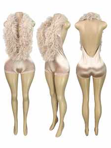 Completo pigiama sexy da <span class=keywords><strong>donna</strong></span> estivo 2026: <span class=keywords><strong>tuta</strong></span> corta <span class=keywords><strong>in</strong></span> <span class=keywords><strong>raso</strong></span> con scollo a V profondo, schiena scoperta e top <span class=keywords><strong>in</strong></span> pelliccia sintetica - Product Image 6