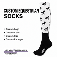 Chaussettes d'équitation respirantes et durables avec logo personnalisé, livraison rapide, imprimé cheval