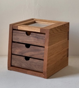 Handmade tùy chỉnh rắn gỗ hộp lưu trữ với ngăn kéo nhiều lớp thiết kế lỗ xử lý & Bàn trang điểm tùy chọn - Product Image 2