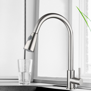 Robinet de cuisine à une poignée certifié NSF avec bec rétractable et pulvérisateur vers le bas Installation à 2 trous <span class=keywords><strong>Distributeur</strong></span> d'<span class=keywords><strong>eau</strong></span> chaude et <span class=keywords><strong>froide</strong></span> - Product Image 3