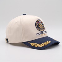 Casquette de baseball personnalisée avec patch nautique brodé, 5 panneaux, visière incurvée, bicolore, style trucker, pour OEM, ODM, marque privée
