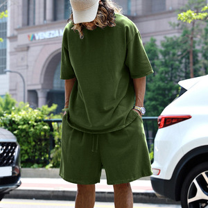 Ensemble de sport décontracté d'été pour le commerce extérieur – T-shirt à manches courtes et short <span class=keywords><strong>tendance</strong></span> pour hommes, style européen et américain - Product Image 5