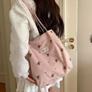 Fashionable Soft Corduroy Fabric Shoulder Handbag <b>Large</b> Capacity Shopping Tote Women's Tote Bags - Product Image 1
