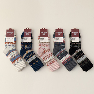 Womens <b>Wool</b> <b>Socks</b> Extra Thick Warm Fair Isle Pattern Classic Ethnic Style Sleep <b>Socks</b> - Product Image 4