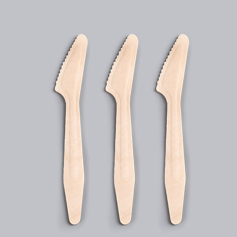 Natural Biodegradable Bulk Birch 183mm Wood Knives Disposable Wooden Cutlery Hot Stamping for Dinner