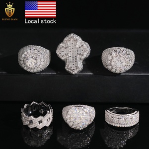 Bộ sưu tập nhẫn chữ thập mạ đá Moissanite VVS, bạc Ý S925, phong cách Hip Hop, dành cho nam rapper, sản xuất tại Mỹ. - Product Image 2