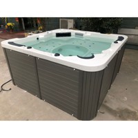 Baignoire de massage en acrylique de luxe pour cinq personnes, sièges ergonomiques, jets d'hydrothérapie, éclairage LED, contrôle thermostatique pour spa à domicile