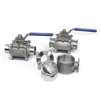 Vanne à boisseau sphérique manuelle à trois colliers de serrage, 1,5 pouce, 1000 WOG, en acier inoxydable 316 CF8M, pour eau haute température, OEM, 2 pièces