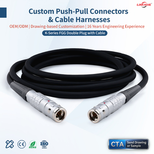 现货供应 PVC 圆形连接器电缆线束 防水 IP68 推拉式组件 K-TGG 双公头插头线 - Product Image 1