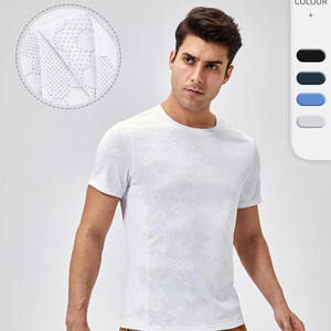 T-shirt de sport respirant à manches courtes pour hommes, coupe slim, col rond, entraînement en plein air, séchage rapide, été - Product Image 1