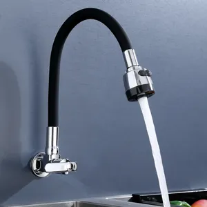 Rubinetti da cucina a parete per acqua fredda cucina a spruzzo flessibile cucina in lega di zinco nera cucina universale rubinetti a 2 funzioni