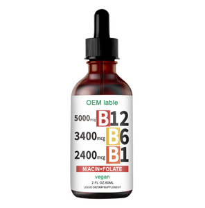 Suplementos de <span class=keywords><strong>Complejo</strong></span> de Vitamina <span class=keywords><strong>B</strong></span> Líquidos Sin GMO <span class=keywords><strong>con</strong></span> Etiqueta Personalizada, <span class=keywords><strong>con</strong></span> B12+B6+B1, <span class=keywords><strong>Niacina</strong></span> y Folato en Gotas para Adultos, 60 ml - Product Image 1