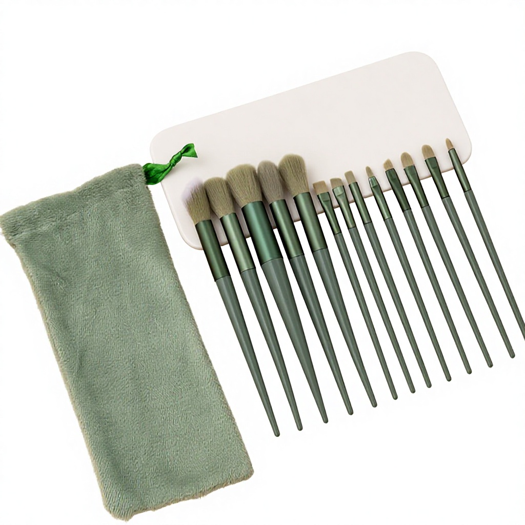 13 green brush cloth bags