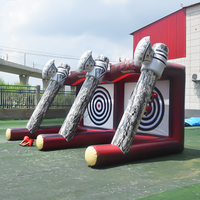 Juego de Lanzamiento de Hacha Inflable con Doble Puerta y Soplador de Aire para Fiestas y Eventos, Gran Venta