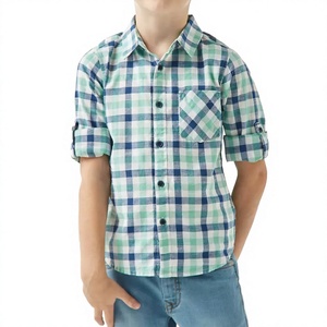 Chemise en flanelle personnalisable en polyester/coton pour garçons, manches longues, boutons corne, tissée, décontractée, rayée, OEM ODM, chemise pour enfants, vente chaude - Product Image 6