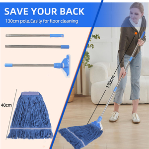 MSJ <span class=keywords><strong>Commercial</strong></span> Heavy Duty Kentucky <span class=keywords><strong>Mop</strong></span> Loop End com haste removível de aço inoxidável para limpeza eficiente do piso - Product Image 2