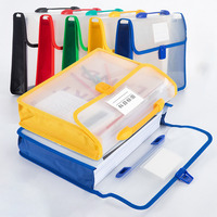SHLAN Carpeta Archivadora Expandible A4 Impermeable con Ventana Transparente, 9 Colores Disponibles, Cartera de Plástico con Asa para Archivar