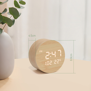 Emaf <span class=keywords><strong>2025</strong></span> tròn bằng gỗ LED hiển thị kỹ thuật số bàn bàn đồng hồ báo thức gỗ trang trí phòng đồng hồ điện tử bảng cho trẻ - Product Image 3