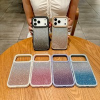 Coque de téléphone à cadre diamanté et paillettes pour iPhone 17 18 Pro Max – Vente Flash – Housse de téléphone à paillettes dégradées pour iPhone 13 14 15 16 17
