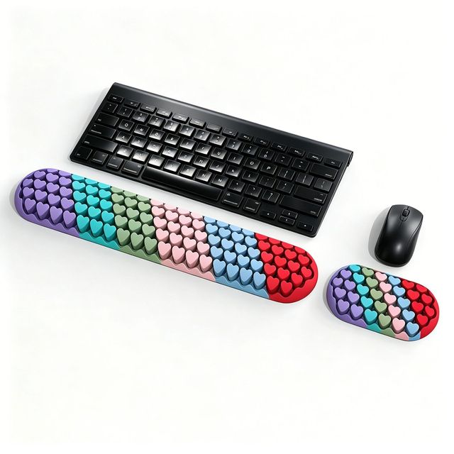 Breathable Silicone Anti-Slip Ergonomic Wrist Rest Pad for Keyboard Mouse Comfortable Heat Dissipation Hand Protector for Office