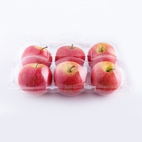 Groothandel 6-delige appelvormige fruitcontainers PET wegwerpbaar plastic transparante fruitpunnet appelverpakkingsdoos