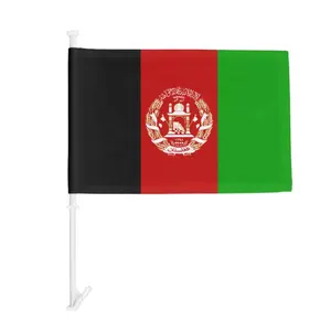 Afghanistan Ready To Ship Polyester Double Sided 12x18 Inch Afghanistan Car Window Clip Flag 100% Polyester