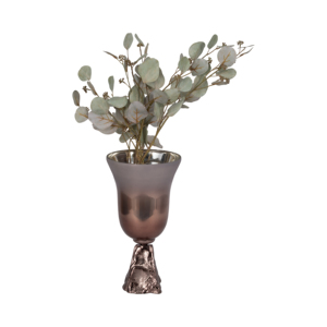 Vaso in Vetro Bicolore a Forma di Calice con Base Scultorea, Vaso Decorativo per Fiori per Soggiorno, Casa e Ufficio - Product Image 2