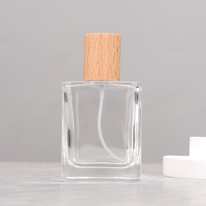 Wholesale 50ml 30ml Square Glass Perfume <b>Spray</b> <b>Bottles</b> Portable Refillable <b>Empty</b> <b>Bottles</b> With Walnut Cap - Product Image 5