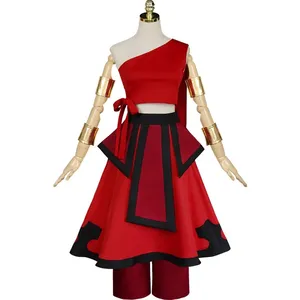 Anime Cosplay Katara Fire Nation Cosplay disfraz uniforme rojo mujeres adultas Halloween carnaval ropa