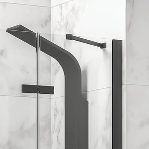 Kamalu KT5000N 80x80กรอบสีดำตู้อาบน้ำประตูบานเลื่อนกระจกนิรภัยขอบประตูบานพับด้านข้างสำหรับโรงแรม - Product Image 1