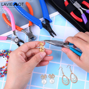 Ensemble de pinces à bijoux LAVIE MOT, 6 pièces, 30 cm, acier à haute teneur en carbone, antidérapant, outils d'artisanat DIY - Product Image 1