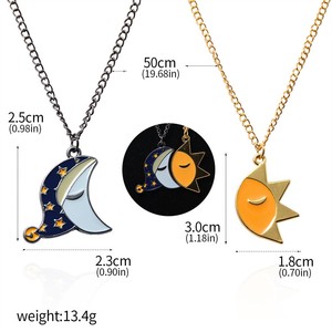 Collier d'amitié soleil et lune unisexe avec perle et émail <span class=keywords><strong>FNaF</strong></span>, bijou fantaisie, cadeau pour hommes, femmes, fans, filles, garçons - Product Image 5