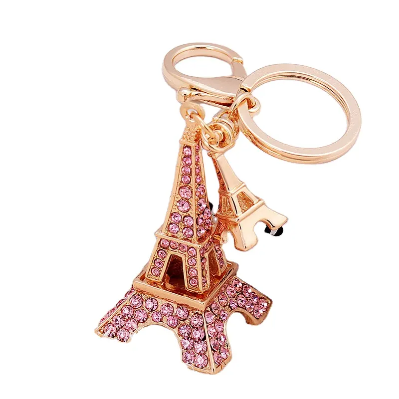 Hot Paris tour du lịch Rhinestone Móc chìa khóa vòng trang trí chủ Quà tặng khuyến mãi eiffels tháp Keychain cho các phím quà lưu niệm