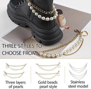 Cadenas de perlas doradas para zapatos, dijes para botas, cadenas de joyería para cordones de zapatos, dijes para bolsos, accesorios punk para zapatos para mujer y niña - Product Image 4