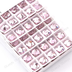 Oleeya Factory Wholesale <b>Top</b> Quality 5A Bevel Round Rivoli Glass <b>Crystal</b> AB Sew on Rhinestones With 2 Holes for Clothing DIY - Product Image 2