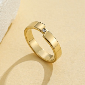 Yiwu aceon thép không gỉ bất thường không đối xứng malposed Đồng bằng phẳng ban nhạc DIY cá nhân duy nhất Birthstone ectopic Vòng - Product Image 5