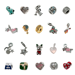 Joyería DIY Original, Cuentas Sueltas en Forma de Corazón y Redondas Compatibles con <span class=keywords><strong>Pandora</strong></span>, Dijes de Moda para Decoración - Product Image 1
