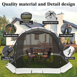 Tente <span class=keywords><strong>tunnel</strong></span> d'extérieur quatre saisons en polyester imperméable 2000-3000mm avec protection solaire et anti-moustiques pour 1-2 personnes, pique-niques et camping - Product Image 6