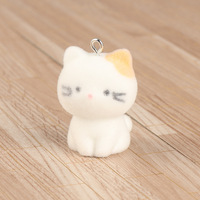 Pendentif chat mignon en résine floquée, motif poisson, pour DIY, accessoire animal de compagnie, boucles d'oreilles, collier, porte-clés, à suspendre