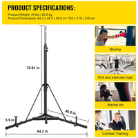 Support de sac de frappe autoportant OEM YanShi en acier réglable en hauteur pour salle de sport à domicile, capacité 132 lb