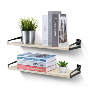 Bộ 2 mộc mạc rắn gỗ nổi Kệ lớn treo tường lưu trữ giá cho phòng khách hoặc siêu thị - Product Image 1