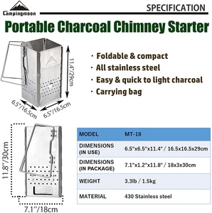 ハイキング折りたたみ式チャコールストーブバーナーグリルステンレス鋼キューブ形状ポータブル屋外ホームキャンプ薪ストーブ - Product Image 2