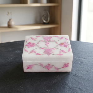 Boîte à bijoux en marbre personnalisée de qualité supérieure Stonecrafts International, motif floral, style moderne, haute durabilité, nacre - Product Image 1