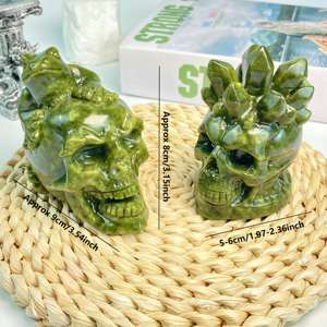 Calaveras de <span class=keywords><strong>Jade</strong></span> <span class=keywords><strong>Verde</strong></span> al por Mayor, Talladas a Mano, Diseño de Rana y Racimo de Cuarzo, Calaveras de Cristal Curativo para Decoración y Regalo - Product Image 4
