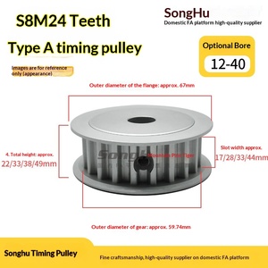 24Teeth S8M Timing <strong>Pullye</strong> SH-HTPA24S8M150-A-N12 to 21 Aluminum Timing Pulley with 12to 37 Holes - Product Image 5