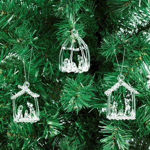Ornamento colgante de árbol de <span class=keywords><strong>Navidad</strong></span>, Juego de 3 escenas de Natividad navideña de cristal dorado - Product Image 4