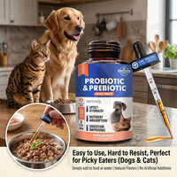 Gouttes Probiotiques pour Chiens et Chats Contenant des Probiotiques, des Prébiotiques et des Enzymes Digestives pour une Absorption Rapide et Favorisant la Santé Digestive des Chiens