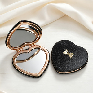 Specchietto Portatile di Alta Qualità a Forma di Cuore con Glitter, Doppio Lato, Mini Specchio Pieghevole Compatto per Trucco - Product Image 2